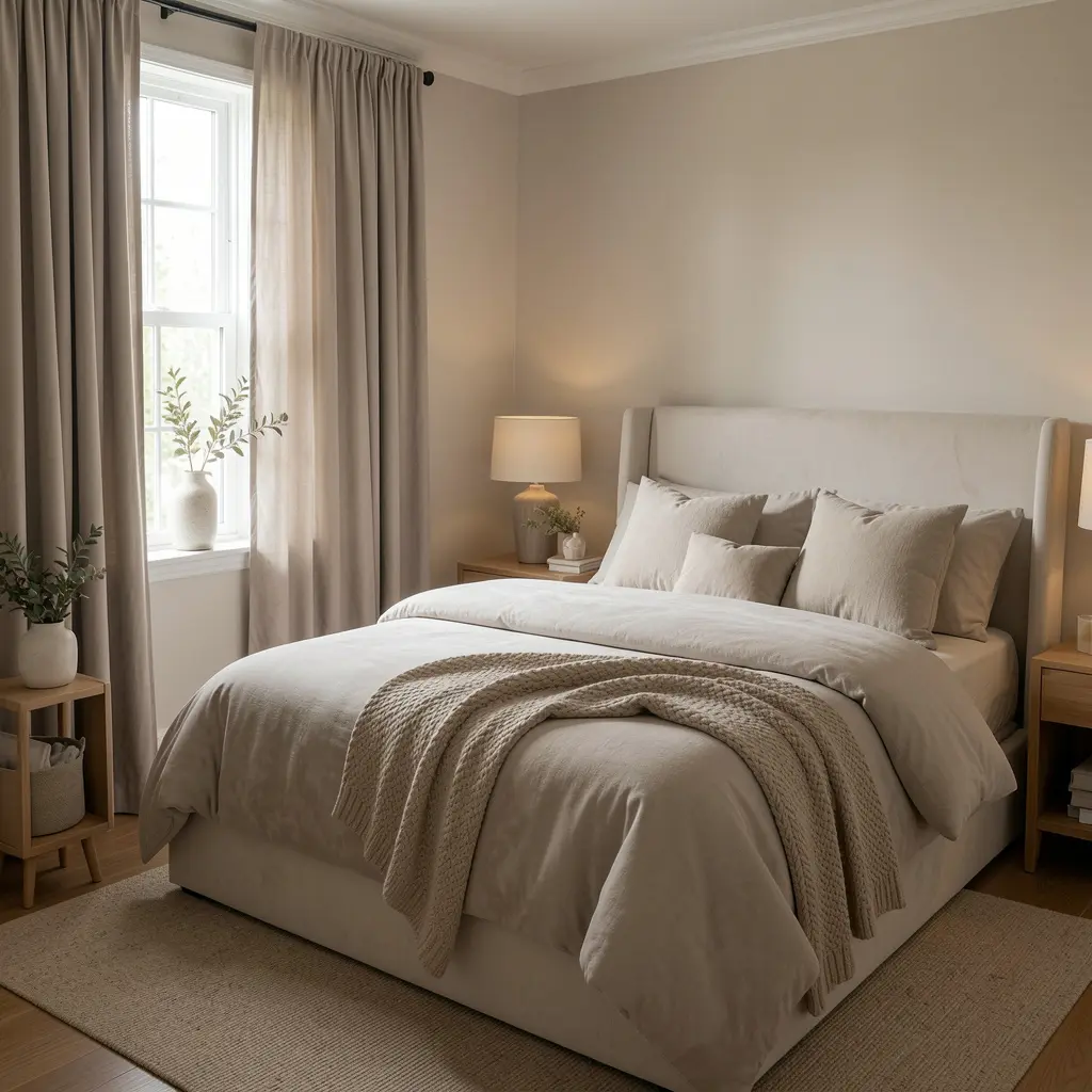 Peaceful bedroom environment designed for quality sleep